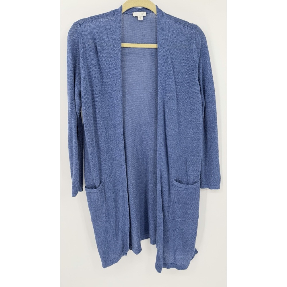 J. JILL Women's Open Front Linen Blend Knit Cardigan Size S Coastal Beach Resort